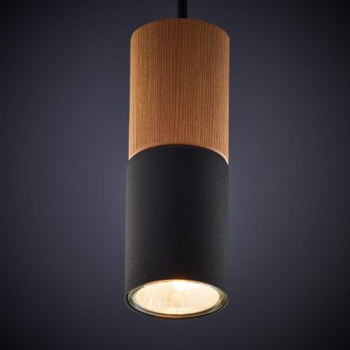 ELIT FEKETE/FA függesztett mennyezeti lámpa túlnyúlás fekete fa modern GU10 6309 TK világítás