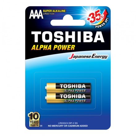 TOSHIBA ALPHA POWER LR03 AAA 1,5 V alkáli elemek buborékcsomagolás 2db