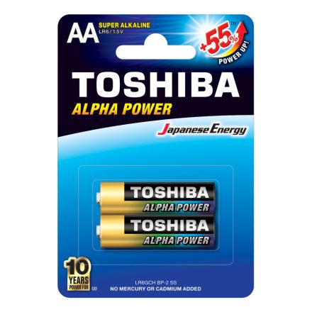 TOSHIBA ALPHA POWER LR6 AA 1,5 V alkáli elemek buborékcsomagolás 2db