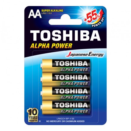 TOSHIBA ALPHA POWER LR6 AA 1,5 V alkáli elemek buborékcsomagolás 4 darab