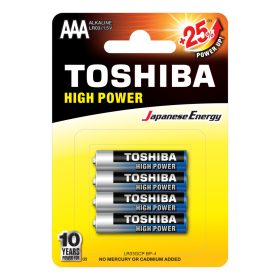   TOSHIBA HIGH POWER LR03 AAA 1,5 V alkáli elemek buborékcsomagolás 4 darab