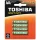 TOSHIBA HEAVY DUTY R03 AAA 1.5V cink-szén elemek, 4 db-os bliszteres kiszerelésben