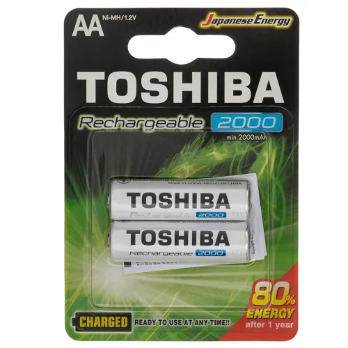 Toshiba elem AA LR6 R6 2000 mAh Ni-MH 1.2V HASZNÁLATRA KÉSZ 2 db.