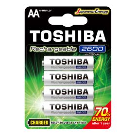   Újratölthető akkumulátorok TOSHIBA HASZNÁLATRA KÉSZ AA 1,2V 2600MAH buborékfólia 4 db