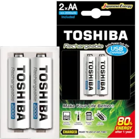   AA / AAA elemek töltője USB kábellel + 2x AA elem 2000mAH 1.2V