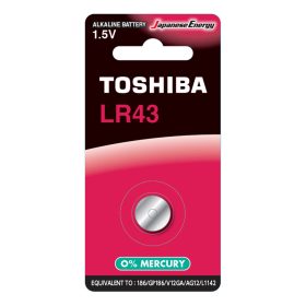   TOSHIBA LR43 1,5 V speciális alkáli akkumulátor buborékfólia 1 db.