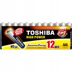   TOSHIBA NAGYTELJESÍTMÉNY LR03 AAA 1,5 V alkáli elemek CSOMAG 12 db