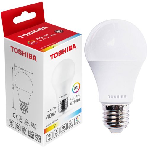 LED izzó E27 A60 4,7W = 40W 470lm 3000K meleg TOSHIBA