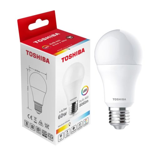 E27 A60 LED izzó 8.5W = 60W 806lm 4000K Semleges TOSHIBA