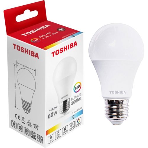 E27 A60 LED izzó 8.5W = 60W 806lm 6500K Cold TOSHIBA