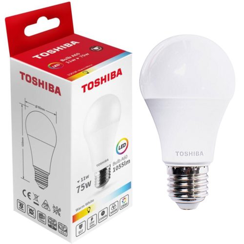 LED izzó E27 A60 11W = 75W 1055lm 3000K meleg TOSHIBA