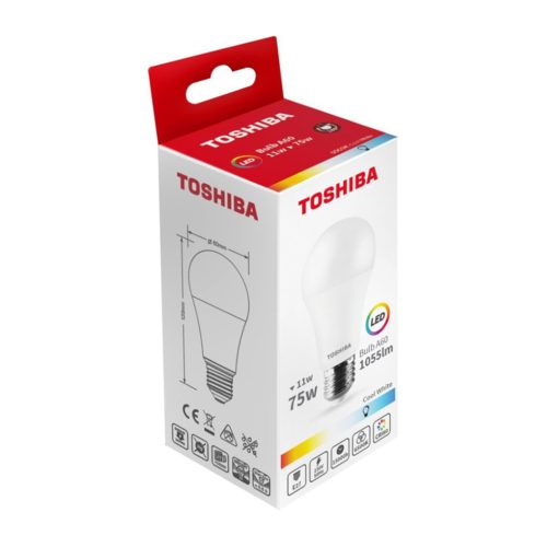 LED izzó E27 A60 11W = 75W 1055lm 6500K Cold TOSHIBA