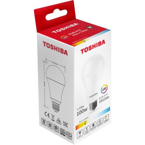 LED izzó E27 A70 15W = 100W 1521lm 3000K meleg TOSHIBA