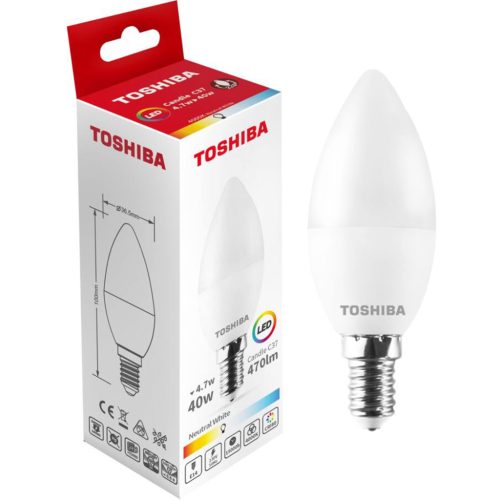 LED izzó E14 C37 4.7W = 40W 470lm 4000K Semleges 220° tejszerű TOSHIBA