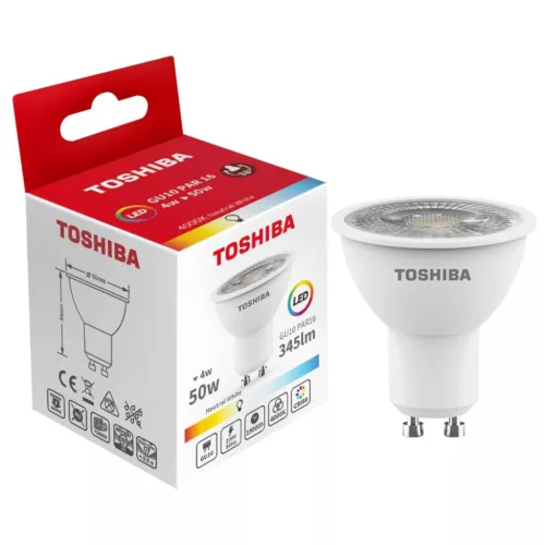 LED halogén izzó GU10 4W = 50W 345lm 4000K semleges spotlámpa TOSHIBA