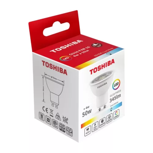 LED halogén izzó GU10 4W = 50W 345lm 6500K hideg TOSHIBA spotlámpa