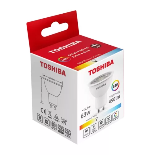 LED halogén izzó GU10 5.5W = 50W 450lm 4000K semleges spotlámpa TOSHIBA