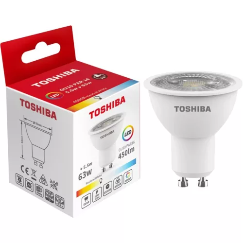 LED halogén izzó GU10 5.5W = 50W 450lm 4000K semleges spotlámpa TOSHIBA