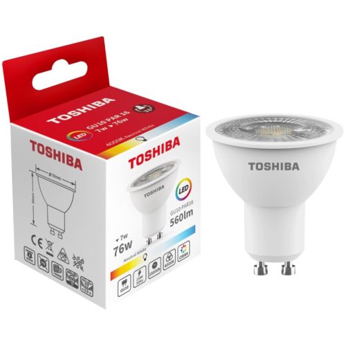 GU10 LED izzó 7W = 76W 560lm 4000K semleges spotlámpa TOSHIBA