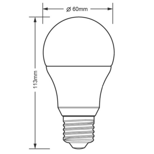 E27 A60 LED izzó 8.5W = 60W 806lm 3000K melegen szabályozható TOSHIBA