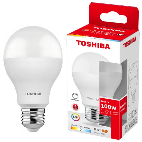 E27 A60 LED izzó 14W = 100W 1521lm 6500K hidegen szabályozható TOSHIBA