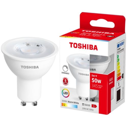 GU10 LED izzó 5W = 50W 345lm 3000K meleg TOSHIBA spotlámpa szabályozható