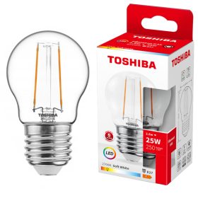   E27 G45 LED izzó 2,5W = 25W 250lm 2700K meleg izzószál TOSHIBA