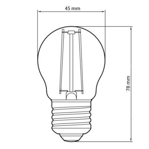 E27 G45 LED izzó 2,5W = 25W 250lm 2700K meleg izzószál TOSHIBA
