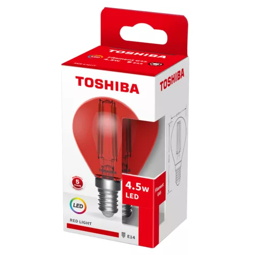 E14 G45 4,5 W piros izzószálas LED izzó TOSHIBA