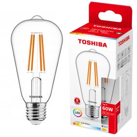   E27 ST64 LED izzó 7W = 60W 806lm 2700K meleg izzószál TOSHIBA