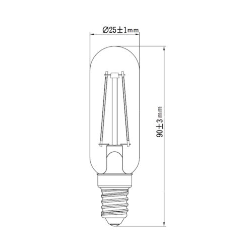LED izzó E14 T25 4,5W = 40W 470lm 2700K meleg izzószál TOSHIBA