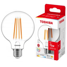   LED izzó E27 G95 9W = 75W 1055lm 2700K meleg izzószál, szabályozható TOSHIBA