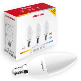   LED izzó E14 C37 4.7W = 40W 470lm Semleges 4000K 220° tejszerű TOSHIBA