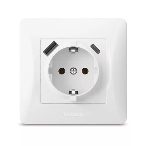 Egyszeres aljzat USB-A + USB-C 16A Felületre szerelhető Fehér BINERA VIDEX