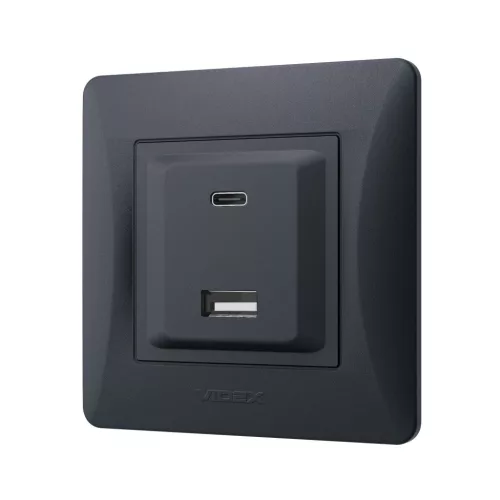 Keretes Aljzat USB-A + USB-C 20W 16A Felületre Szerelt Fekete BINERA VIDEX