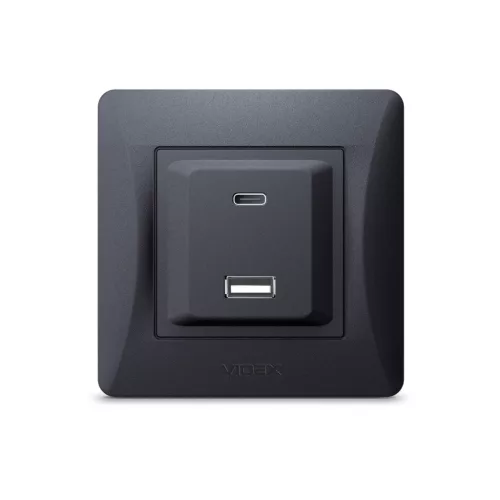Keretes Aljzat USB-A + USB-C 20W 16A Felületre Szerelt Fekete BINERA VIDEX