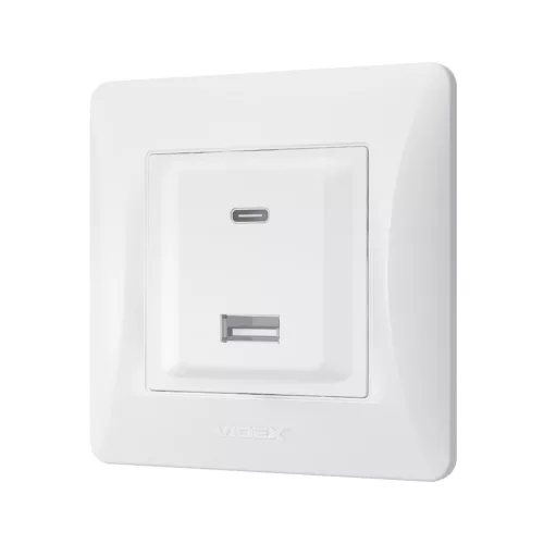 Keretes Aljzat USB-A + USB-C 20W 16A Felületre Szerelt Fehér BINERA VIDEX