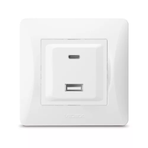 Keretes Aljzat USB-A + USB-C 20W 16A Felületre Szerelt Fehér BINERA VIDEX