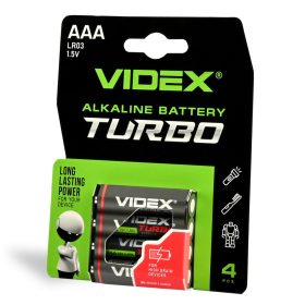   Videx TURBO LR03T AAA alkáli elem 1,5 V, 4 db-os bliszteres kiszerelésben