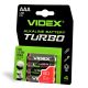 Videx TURBO LR03T AAA alkáli elem 1,5 V, 4 db-os bliszteres kiszerelésben