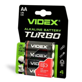   Videx TURBO LR6T AA alkáli elemek, kicsi, 1,5 V, 4 db-os bliszteres kiszerelésben