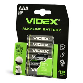   Videx LR03 AAA alkáli elemek 1,5 V, 12 db-os bliszteres kiszerelésben