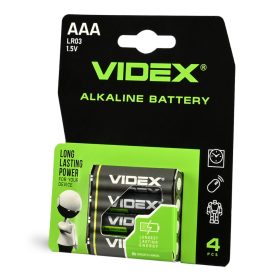   Videx LR03 AAA alkáli elemek 1,5 V, 4 db-os bliszteres kiszerelésben