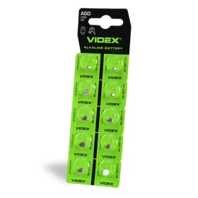 Alkáli gombelem lapos 10mAh AG0/LR521 Videx bliszter 10 db.