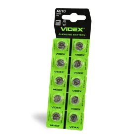   Alkáli gombelem lapos 78mAh AG10/LR1130 Videx bliszter 10 db.