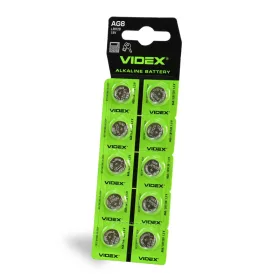   Alkáli gombelem lapos 43mAh AG8/LR1120 Videx bliszter 10 db.