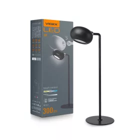   LED asztali lámpa 3W 300lm 5500K Cool Black szabályozható Videx