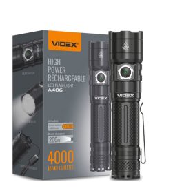   LED taktikai zseblámpa újratölthető vízálló 20W 4000lm 6000K A406 nagyon erős VIDEX