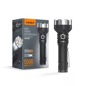   Újratölthető LED kézi zseblámpa 20W 5500lm 6 üzemmód USB-C vízálló IP68 Videx