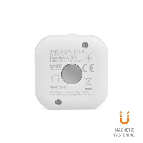 Vezeték nélküli LED lépcsővilágítás érzékelővel 1W 70lm CCT 90° 750mAh Fehér VIDEX